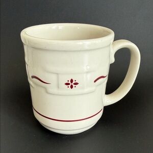 Longaberger Cream Ceramic Mug with Red Accent